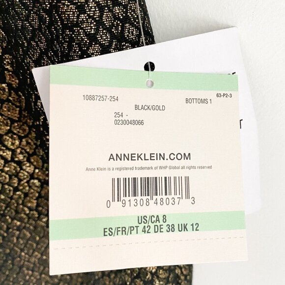 NWT  Anne Klein Metallic Gold Snakeskin Straight Leg Trausers 8 - Picture 7 of 8